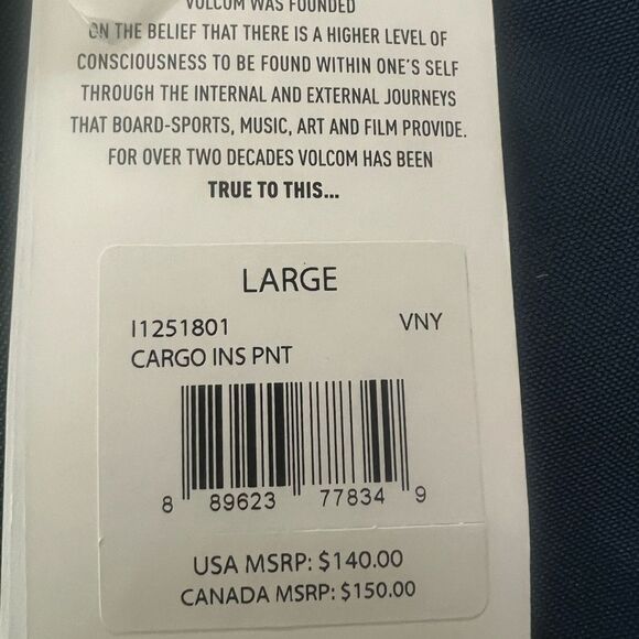 Boys Volcom cargo insulated pants straight leg size large teal winter activities - Picture 7 of 8